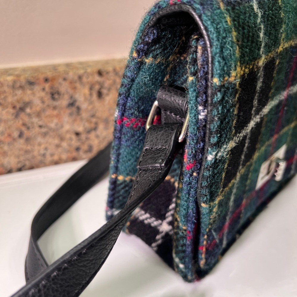 Harris Tweed Women's Crossbody Purse Bag Green & Black, 8x7x3” Scotland - Picture 5 of 12